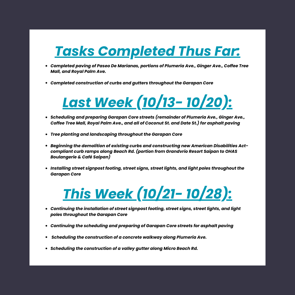 infographic of tasks completed and anticipated as of 2nd update