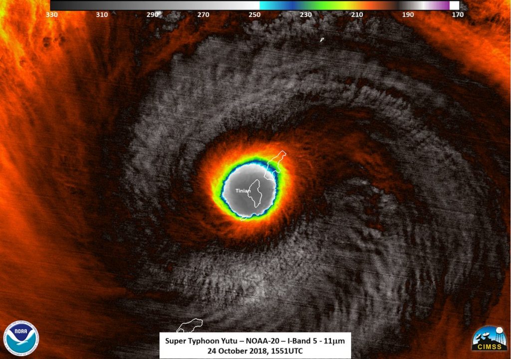 Satellite view of Super Typhoon Yutu