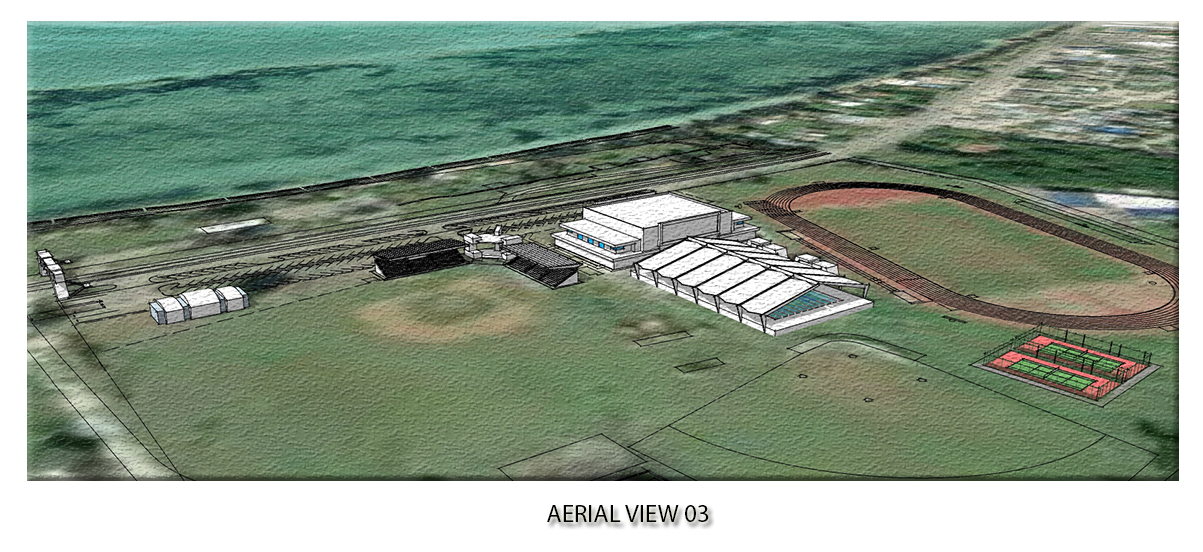 Aerial view of the oleai sports center concept photo