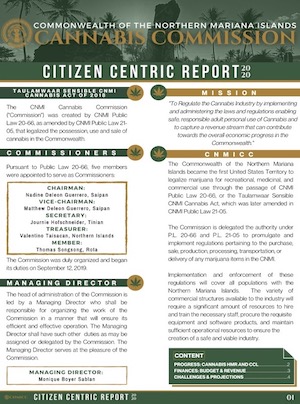 2020 CNMI Cannabis Commission Citizen Centric Report cover art