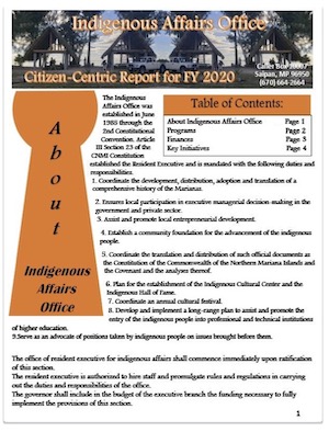 2020 Indigenous Affairs Office (IAO) Citizen Centric Report cover art