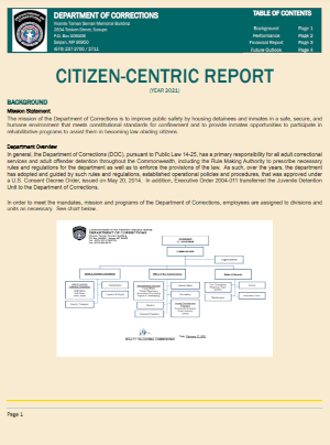 2021 DOC Citizen Centric Report cover art