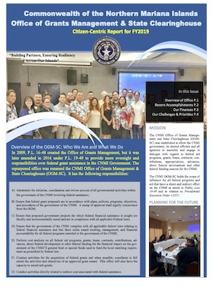 2019 CNMI Office of Grants Management (OGM) Citizen Centric Report cover art