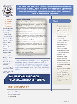 2019 Saipan Higher Education Financial Assistance (SHEFA) Citizen Centric Report cover art